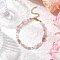 Natural Rose Quartz Chip Beaded Bracelets for Women, with 304 Stainless Steel Chain Extenders and Glass Bead, 7-3/8 inch(18.6cm)
