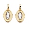 Brass Pendants, Cadmium Free & Lead Free, Oval with Virgin Mary Charms, Real 18K Gold Plated, 21.5x14x2.5mm, Hole: 3.5x6mm