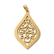 304 Stainless Steel Pendants, Laser Cut, Teardrop with Flower Charm, Real 18K Gold Plated, 39x24x1mm, Hole: 6x3mm