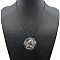 Alloy Pendant Necklace Round Heart Love Flower Fish Pendant Necklace, Silver