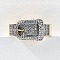 Brass Micro Pave Cubic Zirconia Cuff Rings, Cadmium Free & Lead Free, Oval Button Shape, Platinum & Golden, US Size 7 1/2(17.7mm)