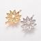 Brass Micro Pave Cubic Zirconia Links, Flower, Mixed Color, 20.5x14x3.5mm, Hole: 1mm