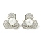 Rack Plating Brass Micro Pave Clear Cubic Zirconia Stud Earrings, with Shell Pearl, Flower, Platinum, White, 22.5x24mm