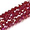 Transparent Electroplate Glass Beads Strands, AB Color Plated, Faceted, Bicone, Dark Red, 4x4mm, Hole: 0.8mm, about 80~85pcs/strand, 30~32cm