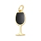 Brass Enamel Pendants, with Jump Ring, Wine Glass Charms, Rack Plating, Cadmium Free & Lead Free, Lasting Plated, Real 18K Gold Plated, Black, 18.5x7.5x1.5mm, Hole: 3.5mm
