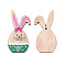 Single-Sided Printed Wood Big Pendants, Rabbit Charm, Sea Green, 97x45x2.5mm, Hole: 3.5mm