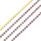 Brass Rhinestone Strass Chains, AB Color Rhinestone Cup Chain, Raw(Unplated), Light Amethyst AB, 2x2.5mm, about 23.62 Feet(7.2m)/Strand