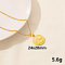 Stainless Steel Flat Round Pendant Necklaces for Women, Golden, 15.75 inch(40cm)