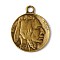 Tibetan Style Alloy Coin Pendants, Flat Round with Indian Head and Buffalo, Cadmium Free & Nickel Free & Lead Free, Antique Bronze, 40x33x3mm, Hole: 4mm