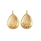 304 Stainless Steel Pendants, Ion Plating(IP), Teardrop with Lotus Charm, Real 18K Gold Plated, 19x11x2mm, Hole: 2.5mm