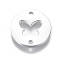 Tarnish Resistant 304 Stainless Steel Links connectors, Flat Round with Butterfly, Stainless Steel Color, 12x1mm, Hole: 1.2mm