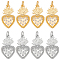 8Pcs 2 Colors Rack Plating Brass Micro Pave Cubic Zirconia Pendants, Lead Free & Cadmium Free, Long-Lasting Plated, Sacred Heart Charm, Mixed Color, 22x12.5x3mm, Hole: 3.5mm, 4pcs/color