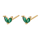 Golden 925 Sterling Silver Micro Pave Cubic Zirconia Stud Earrings, Leaf, Dark Green, 5.5mm