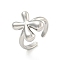 Brass Letter Open Cuff Rings for Women, Cadmium Free & Lead Free, Adjustable, Platinum, Letter X, 15~16.5x7~16.5mm