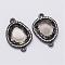 Brass Micro Pave Cubic Zirconia Links, with Glass, teardrop, Cadmium Free & Lead Free, Gray, 24x17x4mm, Hole: 1.5mm