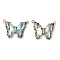 Brass Pave Faceted Glass Connector Charms, Cadmium Free & Nickel Free & Lead Free, Golden Tone Butterfly Links, Light Cyan, 17.5x23x5mm, Hole: 0.9mm