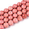 Dyed Synthetic Fossil Beads Strands, Round, Salmon, 8~8.5x8mm, Hole: 1mm, about 50pcs/strand, 15.94''(40.5cm)