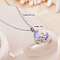 Brass Crystal Rhinestone & Resin Butterfly Moon Pendant Necklaces for Women, Golden, Blue Violet, 15.75 inch(40cm)