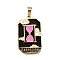 Tarot 304 Stainless Steel Enamel Pendants, Ion Plating(IP), Real 18K Gold Plated, Sand Cock, 32x19.5x2mm, Hole: 7x3.5mm