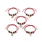 Christmas Themed Alloy Enamel Charm Bracelet, Wood Round Braided Adjustable Bracelet for Women, Mixed Shape, Mixed Color, Inner Diameter: 2-1/8~3-3/8 inch(5.5~8.5cm)