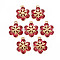 Rack Plating Brass Pendants, with Rhinestone, Long-Lasting Plated, Cadmium Free & Lead Free, Snowflake, Fuchsia, 15.5x11.5x4mm, Hole: 1.4mm