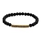 6MM Natural Obsidian Beaded Bracelets, Tube Brass Micro Pave Cubic Zirconia Stretch Bracelets