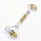 Tigerskin Glass Brass Face Massager, Facial Rollers, Platinum, 142~150x54~58x19~22mm