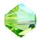 Preciosa® Crystal Beads, Czech Crystal, Bicone(451 69 302 Rondelle), 50520 200 Peridot AB, 3mm, Hole: 0.8mm