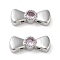 Brass Pave Pink Cubic Zirconia Bowknot Multi-Strand Links, Cadmium Free & Nickel Free & Lead Free, Platinum, 5x13x3.5mm, Hole: 1mm