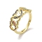 Real 18K Gold Plated Brass Micro Pave Cubic Zirconia Adjustable Rings, Cadmium Free & Nickel Free & Lead Free, Heart, Mixed Color, US Size 8 1/4(18.3mm)