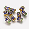 Alloy Bead Caps, with Enamel, 5-Petal, Light Gold, Medium Purple, 11x8mm, Hole: 2mm
