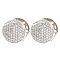 Brass Hoop Earrings with Cubic Zirconia, Flat Round, Platinum, 16x14mm
