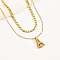 Elegant 304 Stainless Steel Tower Pendant Double Layer Necklaces, Real 18K Gold Plated