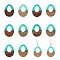 Resin & Wood Pendants, Teardrop, Pale Turquoise, 37.5x28x3~3.5mm, Hole: 1.5mm, 10pcs/box