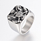 304 Stainless Steel Finger Rings, with Enamel, Wide Band Rings, Antique Silver, Mixed Size, 17~22mm