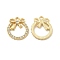 Alloy Crystal Rhinestone Pendants, Ring Charms with Bowknot, Nickel, Light Gold, 20x18x2.5mm, Hole: 1.8mm