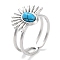 Ion Plating(IP) 304 Stainless Steel Ring, Synthetic Turquoise Rings, Flower, 15.5x12.5mm, Inner Diameter: Adjustable