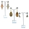 3Pcs T Bar Earring Organic Glass Displays Sets, Jewelry Display Rack, Jewelry Tree Stand, with Iron Finding, Platinum, Clear, 3x6.4x10~14cm