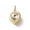 Brass Rhinestone Pendants, Heart, Golden, Crystal, 23x13.5x6mm, Hole: 4.5x2.5mm