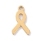 304 Stainless Steel Charms, Laser Cut, Golden, Awareness Ribbon, 11x6.5x1mm, Hole: 1mm