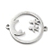 Non-Tarnish 304 Stainless Steel Hollow Connector Charms, Flat Round, Stainless Steel Color, 15.5x19x1mm, Hole: 1.2mm