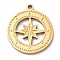 Ion Plating(IP) 304 Stainless Steel Pendants, Compass Charm, Golden, 18.5x16x1mm, Hole: 1.2mm.