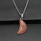 Moon Synthetic Cherry Quartz Glass Pendant Necklaces, with Platinum Alloy Cable Chains, 19.69 inch(50cm)