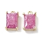 Brass Micro Pave Cubic Zirconia Charms, Cadmium Free & Nickel Free & Lead Free, Real 18K Gold Plated, Rectangle, Camellia, 9.5x6x3mm, Hole: 1.2mm