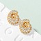 Brass Micro Pave Cubic Zirconia Stud Earrings, Rack Plating, Long-Lasting Plated, Real 18K Gold Plated, Letter G, 13x10.5mm