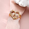 Heart with Flower Hollow Out Brass Finger Rings, Golden & Rose Gold, Letter A, Inner Diameter: 17mm
