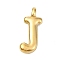 Ion Plating(IP) 304 Stainless Steel Pendants, Letter Charm, Real 18K Gold Plated, Letter J, 20x9x4mm, Hole: 1.6mm