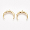 Brass Charms, Double Horn/Crescent Moon, Nickel Free, Real 18K Gold Plated, 13x14x1mm, Hole: 0.8mm