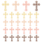 30Pcs 5 Colors Brass Filigree Joiners Links, Cross, Mixed Color, 52x37x0.8mm, 6pcs/color
