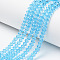 Glass Beads Strands, Faceted, Rondelle, Cyan, 8x6mm, Hole: 1mm, about 63~65pcs/strand, 39~40cm